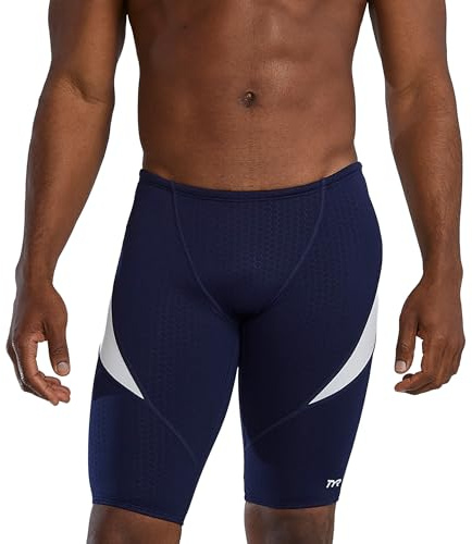 TYR Men's Durafast Elite Curve Splice Jammer Swimsuit Navy/White