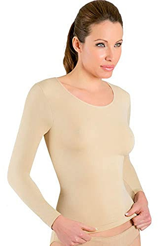 YSABEL MORA Camiseta Interior Manga Larga de Microfibra Cómoda y Ultra Suave para Máximo Confort, Tejido Fino de Gran Adaptabilidad y Sin Costuras para Uso Exterior como Prenda Básica.
