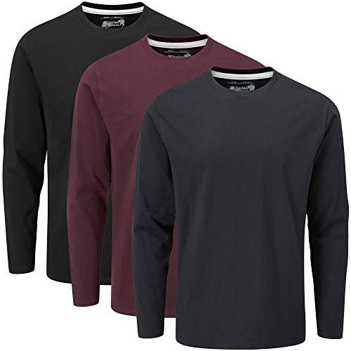 Charles Wilson 3 Pack Long Sleeved Plain Crew Neck T-Shirt (XXL, Dark Essentials 21 (0822))