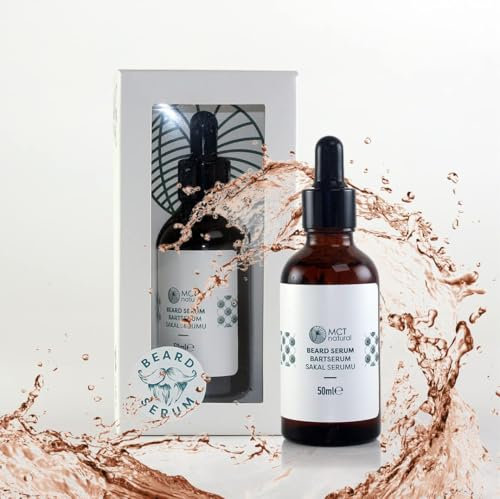 MCT natural | Bartserum 50ml | Naturrein | bei empfindlicher Haut | für geschmeidiges Bart | Vitamin B5 + B3 + H | Kräutermischung