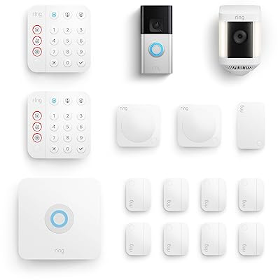 All-new Ring Battery Doorbell Plus with Ring Spotlight Cam Plus, (White) and Ring Alarm 14-Piece (White)