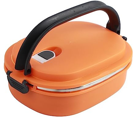 MUNEFE Portátil Inoxidable Fiambrera Contenedor, Recipiente Termo Cuadrado Para Comida Caliente, Contenitore Termico Per Alimenti Caldi Para Acampadas Y Picnics Al Aire Libre (1 capa naranja)