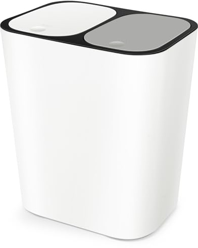 IMIKEYA Doppel Mülleimer, 2 Fächer Küchen Mülleimer, 15 L Klassifizierter Mülleimer Mülltrennsystem Mülleimer Für Küche Zuhause Büro, Beige