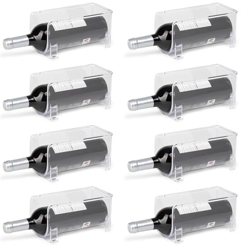 KROWN - Organizador de Botellas 10x10x20cm, Botellero Apilable Transparente, Vino Nevera, Porta Botellas Apilable