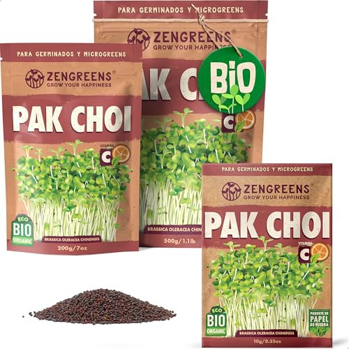 ZenGreens® - Graines de pak choi bio - Choisissez entre 10g, 200g et 500g - Graines de pak choi avec un taux de germination supérieur à 97% - Microgreens
