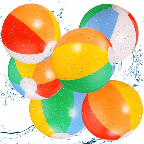 Pallonigonfiabilidaspiaggia, pallagonfiabile, Pallonidaspiaggiacolorati,6palloni da spiaggia per festa in piscina, giocattoli da bagno palle per bambini giocattoli estivi per feste in piscina in spi