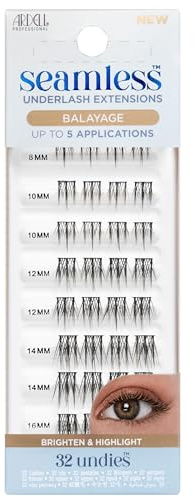 Ardell Seamless Undies Underlash Extensions Refill, Balayage Cluster Lashes, Lightweight & Comfortable, Up to 5 Applications, Assorted Eyelash Lengths, 32 Knot-Free Lash Clusters