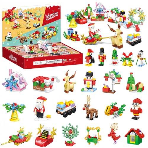 Advent Calendar 2025 Kids Toy Christmas Building Blocks Set,Xmas 24 Days Christmas Countdown Calendar Blocks Toys,Advent Calendar Gifts for Teenage Boys Girls Xmas Stocking Stuffers Kids Party Favors