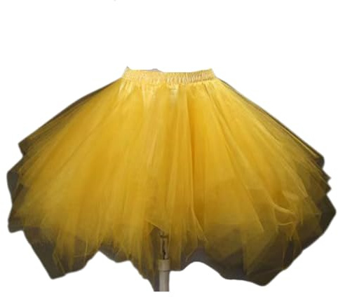 AMateschitz tyllkjol dam 50-talet rockabilly underkjol retro underkjol tutu kjol balett dansklänning balklänning vintage tyll kort tutu danskjol för fest halloween karneval kostym, Guldgul, one size
