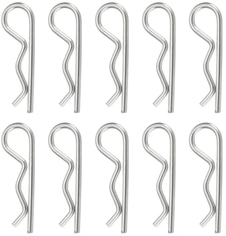 QUARKZMAN 10 Pcs Goupille D'Attelage, 1.8mm x 32mm R Clips 304 Acier Inoxydable Goupille De Retenue Goupille Fendue Assortiment Kit Clips Tracteurs Tondeuses Chariots Goupille, Argent