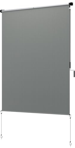96 W x 72 L Professional Exterior Shades - Commercial-Grade Cordless Blinds with 90% UV Block & Double-Layer Fabric, Fit Large Patio/Outdoor Restaurants, Dark Grey