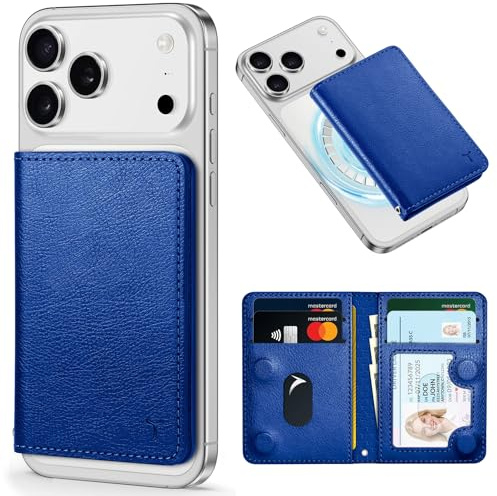 TUCCH Magnetic Card Wallet, 6 Card Holders with RFID Blocking, Klein Blue