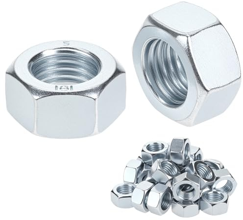 QWORK® 25 Stück Sechskantmuttern, M16 Verzinkter Stahl Mutter, für Schrauben, Gewindebolzen & Gewindestangen
