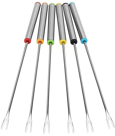 HWGING Utensili da Set di Padelle per Fonduta Elettrica 25 × 7 × 1 6 Pezzi Acciaio Inossidabile Formaggio Al Cioccolato Dessert Fonduta Pentola Forchette Utensili da Stoviglie