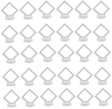 LCKKJHG Marco Flotante 30 Cajas de Almacenamiento con Marco exhibición Monedas flotantes en 3D for Joyas, Anillos, aretes, medallas, Soporte for desafío para Exhibición(White)