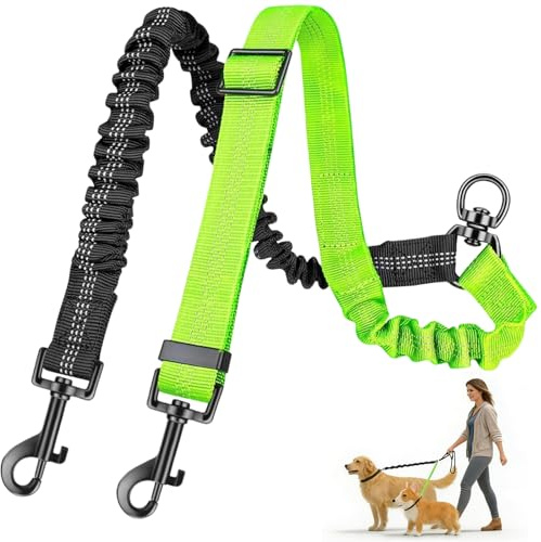 NiceNaiils Correa Doble para Perros, 360º Giratorio sin Enredos Reflectante Doble Divisor de Correa para Perro Ajustable Adiestramiento para Dos Perros,Pequeño,Mediano y Grande