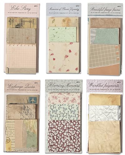 Lot de 360 feuilles de papier de scrapbooking vintage pour scrapbooking DIY Journaling Supplies Papier décoratif Papeterie esthétique Papier pour bricolage Bullet Journal Fournitures de junk