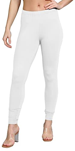Hamishkane Nya damer enkel stretchig viskos full ankellängd mjukisbyxor skinny leggings byxor, Vitt, 38/40 SE