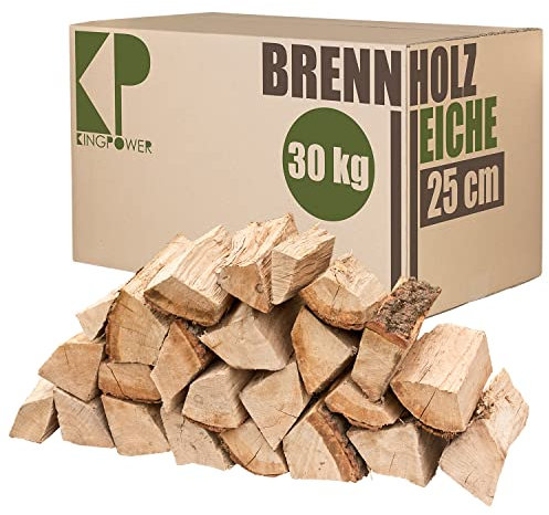 Legna da Ardere Quercia 30, 60 o 90 kg Per Stufa e Camino Braciere Griglia Cestello per il Fuoco Ceppi 25 cm Kingpower