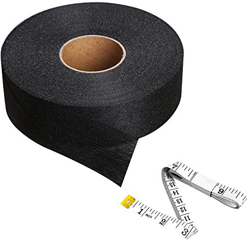 HOMEJOY 64M*4CM Bügelband zum Aufbügeln Hochwertiges Saumfließ Saumband zum Aufbügeln Bügelband Saumband Waschfest Nahtband mit Maßband für Vorhang Hosen Kleidung (Schwarz)