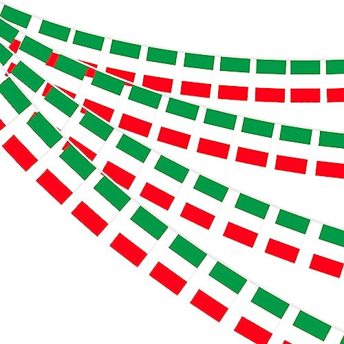 AhfuLife 10M Guirlande Drapeau Italie, 1Pcs Banderole Drapeau Italien, 30 Petit Guirlande Italienne pour Decoration Fete Italie Coupe du Monde Fête Nationale Euro Foot Match Stade Bar Jardin