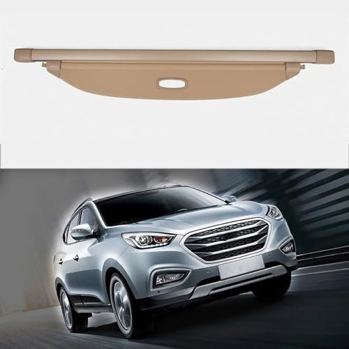 BAGLEV Auto Baule Posteriore Pacco Ripiano,Copertura del vano di carico dell'auto,per Hyundai ix35 2013-2017 Mensola Cappelliera Retrattile Accessori Interni,A/Beige