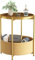 Huhote Side Table, Round End Table with Fabric Basket, Small Bedside Table, Nightstand Sofa Table for Living Room, Bedroom, Bathroom, Balcony, Modern Style (Gold)