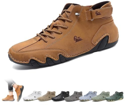 Bottes Hautes Italiennes Faites À la Main Chaussures D'extérieur Unisexes Minimalistes Beck Respirantes Antidérapantes Décontractées Pieds Nus for la Marche la Randonnée la Conduite Bottes Baskets(bru