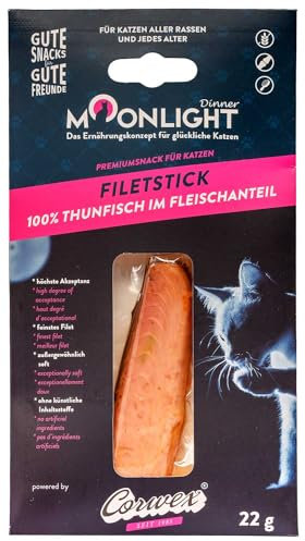 Moonlight Filet-Stick mit Thunfisch (1x 22g)– Getreidefreier Premium Katzensnack aus 100 % Thunfisch – Weicher Einzelstick zum Verwöhnen – Natürlich & Zuckerfrei