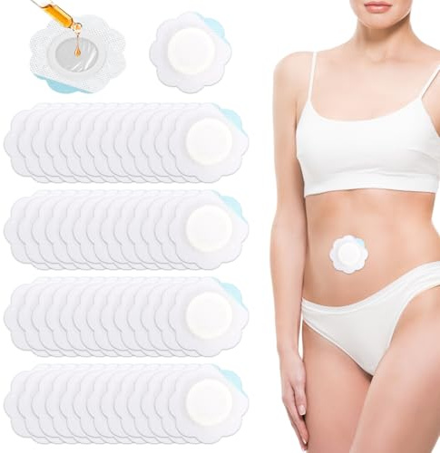 50st Ricinolja Pack Wrap för Navel, Självhäftande Hög Vattenabsorption Ricinolja Navel Wrap Vattentät Oljesäker Ricin Oil Pack Wrap Oil Ingår Inte(Vit)