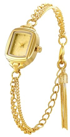 ADSBIAOYE Womens Dainty Rectangle Ultra Thin Waterproof Quartz Watch Ladies Dress Elegant Analog Bracelet Watch (Gold)