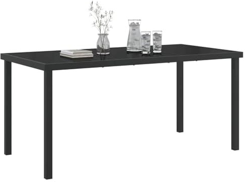 vidaXL Gartentisch Schwarz 160 x 80 x 73 cm Metall, Garten- und Terrassenmöbel, moderner Tisch, entspannte Essfläche, langlebige Terrasse, Landschaftsdeko Ideen