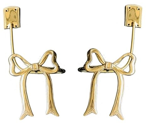 JingNian Elegante AlzapañOs De Cortina De LatóN, Un Par De AlzapañOs Decorativos Dorados Estilo Lazo, Ganchos De Cortina con Lazo para DecoracióN