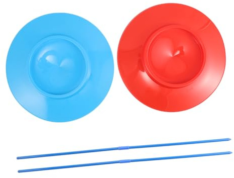 FOYTOKI 2pcs Juggling Plates with Sticks Soft Performance for Beginners and Adults Sturdy Design for Circus Skills Street Art Party Entertainment