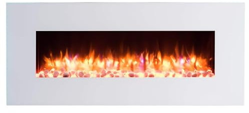 Endeavour Fires Holbeck White Wall Mounted Electric Fireplace,220/240Vac, 50 Hz, 1&2kW, 7 day Programmable Remote Control Heater…