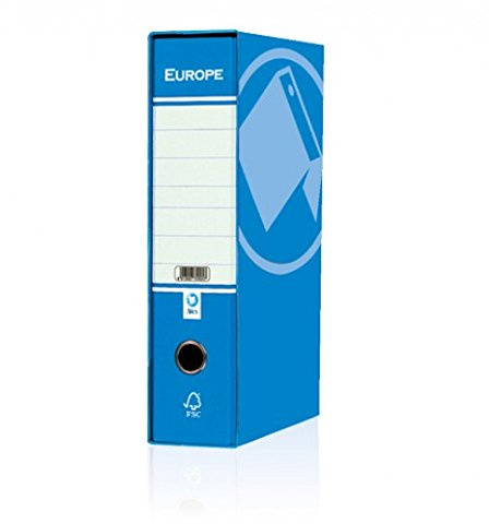 Registratori Raccoglitori Europe dorso 8 cm Azzurro - Confezione da 6 raccoglitori