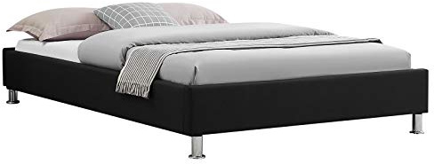 IDIMEX Lit futon Simple pour Adulte Nizza Couchage 120 x 190 cm 1 Place et Demi / 1 Personne, avec sommier et Pieds en métal chromé, revêtement en Tissu Noir