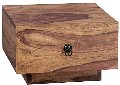 KADIMA DESIGN Massivholz Nachttisch NAKO: Landhausstil, Schublade, 40x25x40 cm, handgefertigt Farbe: Braun