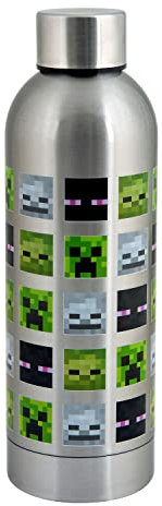 Minecraft Stainless Steel Water Bottle Creeper Silver 800ml