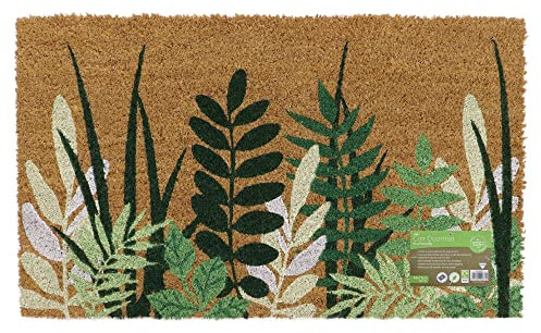 JVL Eco-Friendly Latex Backed Coir Door Mat, Greenery, Natural (02-881), 45 x 75 cm Approx.