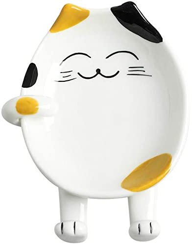 Keramik-Katzenlöffelablage für Küchentheke,multifunktionaler Essstäbchen-Löffelhalter,Keramik-Utensilienhalter-unverzichtbare Küchenhelfer und Zubehör,Dekorationsgeschenk für Katzenliebhaber (Yelloe)
