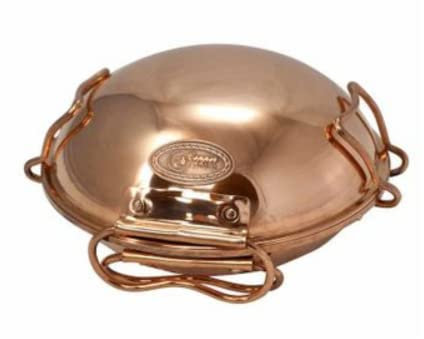 CopperGarden® Cataplana Bräter aus handverzinntem glattem Kupfer mit ca 18 cm Durchmesser I Portugies. Kupferbräter mit perfekter Wärmeleitfähigkeit I Für Gas/Feuer/Grill & Backofen