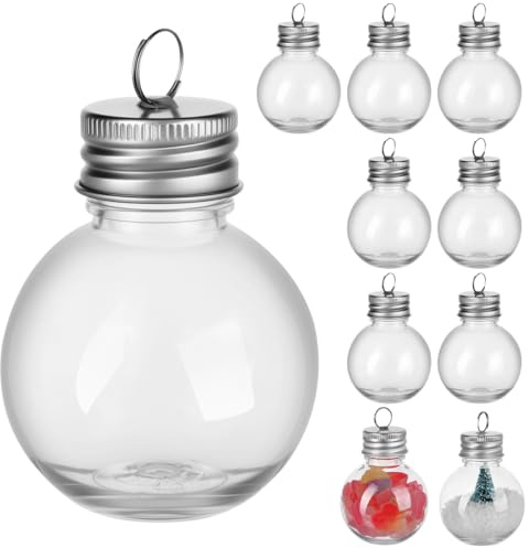Operitacx 10 Pezzi Compilabile Palline Di Natale Trasparenti, 50 Ml Impiccabile Palline Plastica Apribili Palle Natale Per Decorazioni Natalizie
