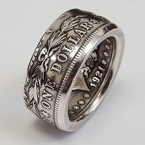 MAYIYAHO Vintage Punk American National Emblem Lemto es un dólar Anillo de Monedas tailandés plateadoAnillo de Dedo Chapado en Plata Joyas Punk para Mujeres
