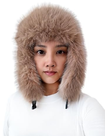 Lina & Lily Women's Winter Trapper Hat Long Pile Faux Fur Fluffy (Camel)