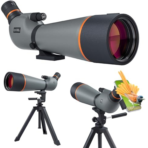 Three Triping Spotting Scope 25-75x85, Dual Focusing Spotting Scope with Tripod, BAK4 Prism, FMC, Spotter Scope for targeting, Bird Watching, Wildlife, with Phone Adapter, Carrying Case
