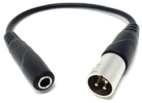 DRUT 30cm 3-Pin XLR Male to 6.35mm 1/4 Stereo Jack Socket Cable, Soft, Flexible, Gold Plated, for Audio, DJ, Live Events, Music Instruments 1ft