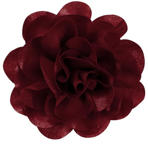 Mecool Große Rosen-Haarspange für Hochzeiten, Partys, Brosche, Ansteckblumen, Haarschmuck, Haarspange, Haarschmuck für Damen, Accessoires, Haarspangen, Mädchen, Dunkelrot