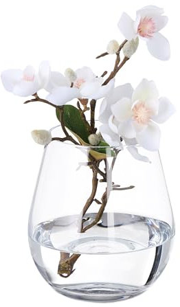 Relaxdays Blumenvase, Glasvase für Blumen, Tischvase aus Klarglas, hohe Tulpenvase, Maße H x D: 16 x 14 cm, transparent