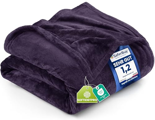 Utopia Bedding Double Fleece Blanket 150x200cm – Soft Warm Lightweight Breathable Luxury Decorative Bed Throw For Sofa & Armchairs – Cosy All Weather Fluffy Blanket Gift For Men & Women, Purple